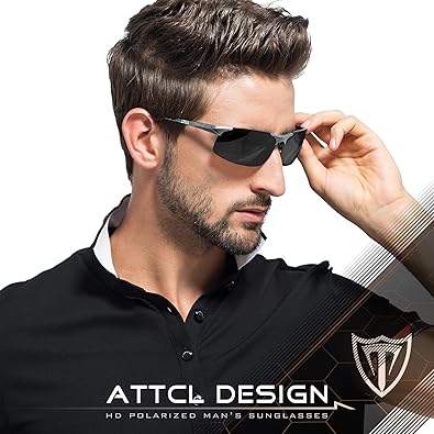 ATTCL Men's Fashion Driving Polarized Sunglasses for Men - Al-Mg metal Ultralight Frame (NEW,OPEN BOX)