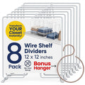 Neatly Made White Wire Shelf Dividers for Closet Organization – 8-Pack – Sturdy and Easy Set-Up Closet Shelf Dividers with Bonus Rose Gold Hanger – 12...