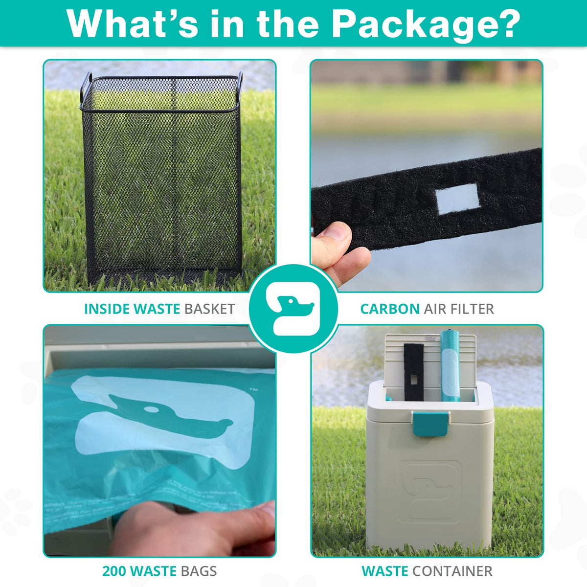 PawPail Pet Waste Station with Activated Carbon Filter and Dual Vent Odor Control