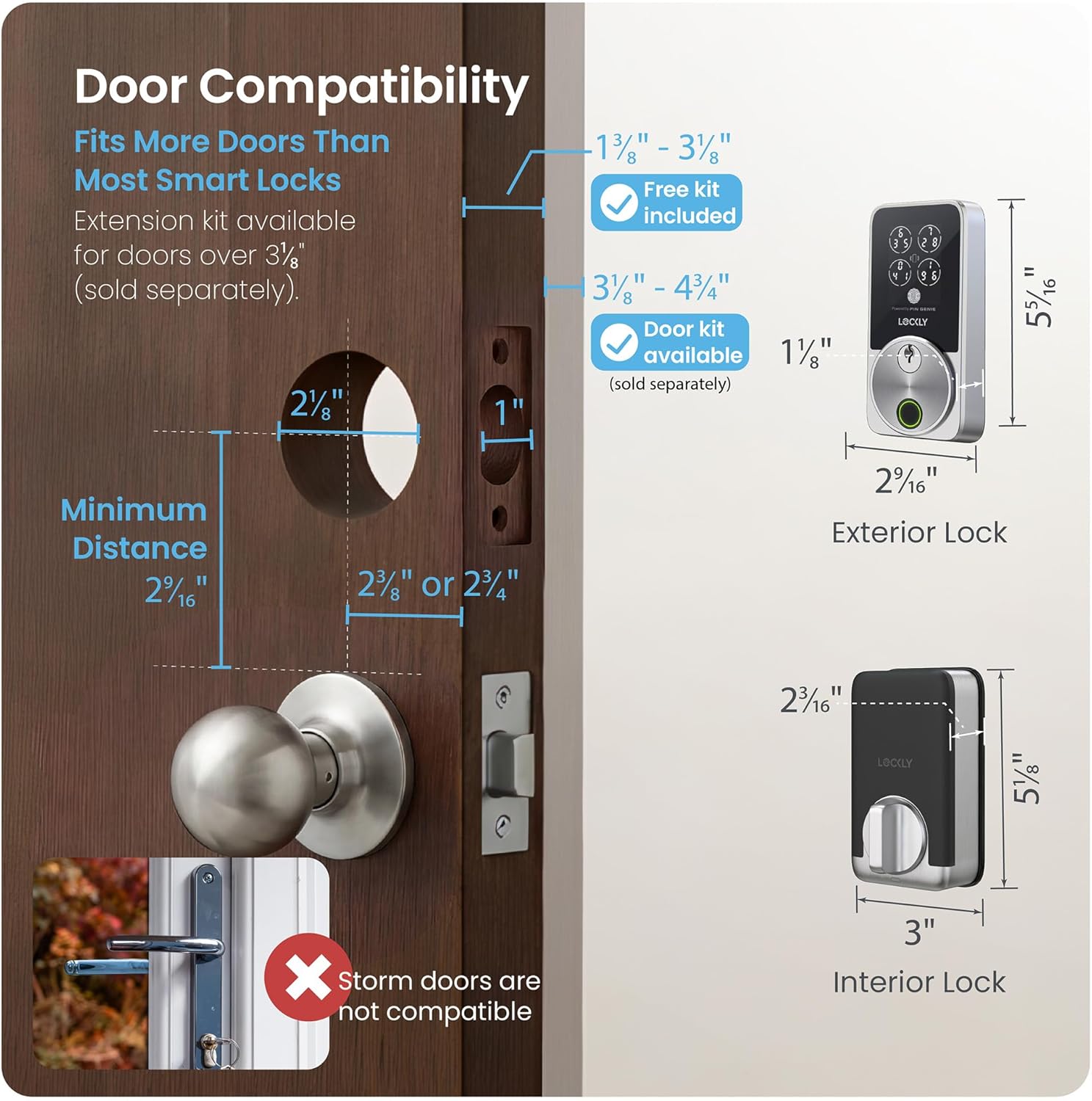 Lockly Secure Pro Zeno Series Smart Door Lock,Fingerprint Keyless Entry Door Lock for Front Door with Apple Home Key,Built-in Wi-Fi,Auto Lock, App Remote Control,IP65 Waterproof,Easy Installation