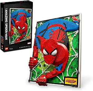 LEGO Art The Amazing Spider-Man 31209 Build & Display Home Decor Wall Art Kit, Nostalgic Super Hero Gift for Adults or Back to School Gift for Teen Spider-Man Fans(New Open Box)