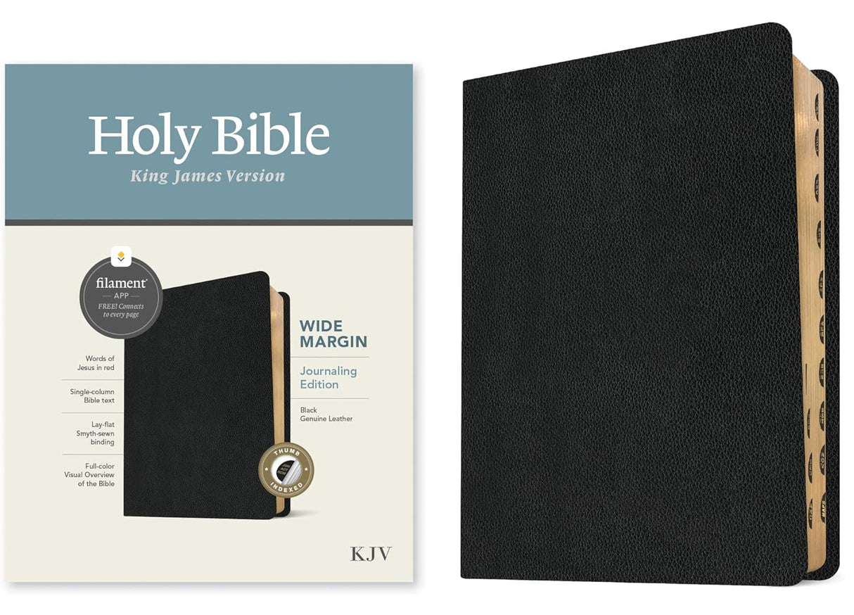 KJV Wide Margin Bible, Filament Enabled Edition, Black Genuine Leather with thumb index