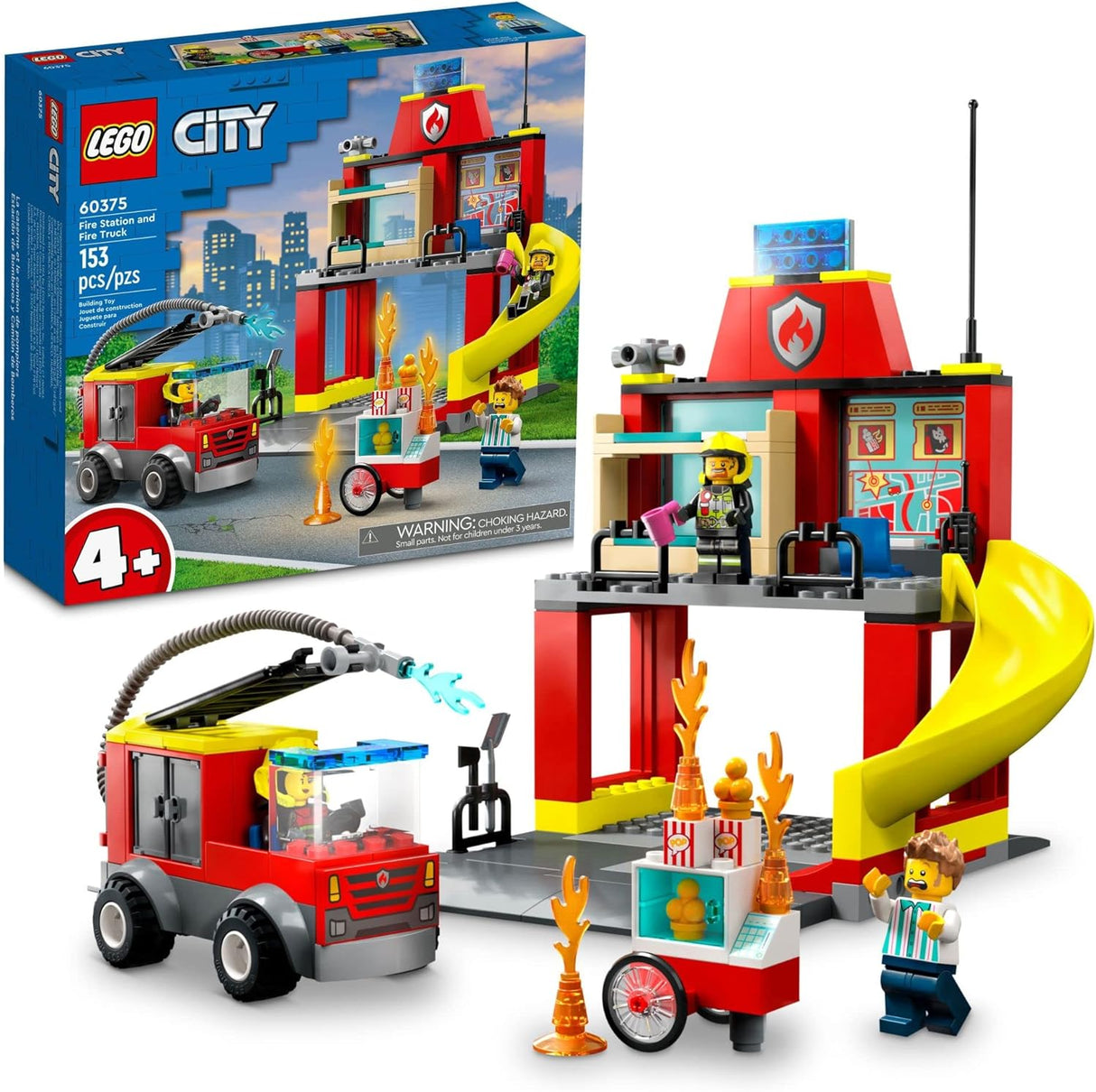 LEGO Fire Station& Fire Truck city 60375 Multicolor (153pcs) (NEW, OPEN BOX)