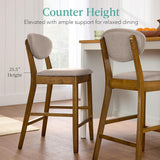 Best Choice Products - Set of 2 Modern Counter-Height Bar Stool Set W/ Upholstered Seat Cushion - Walnut/Grey