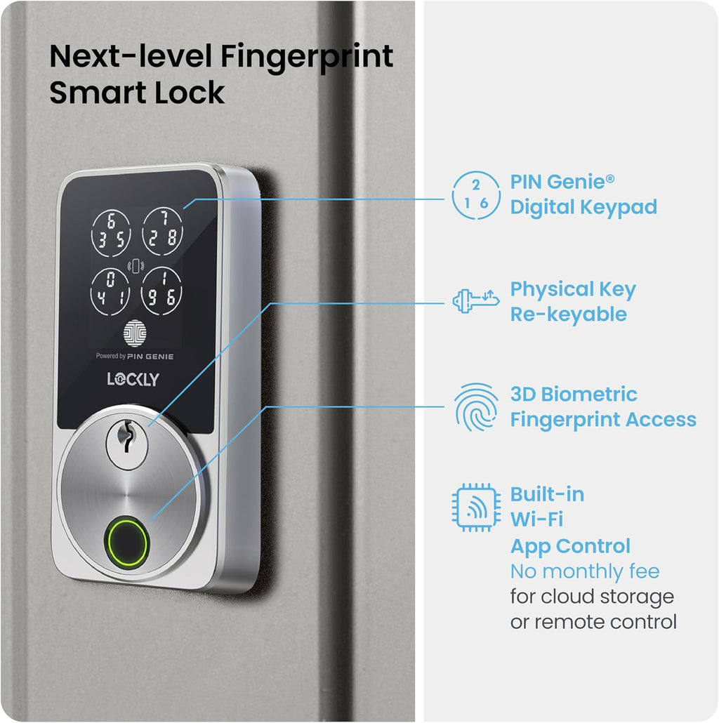 Lockly Secure Pro Zeno Wi-Fi Deadbolt Smart Lock with Apple Home Key