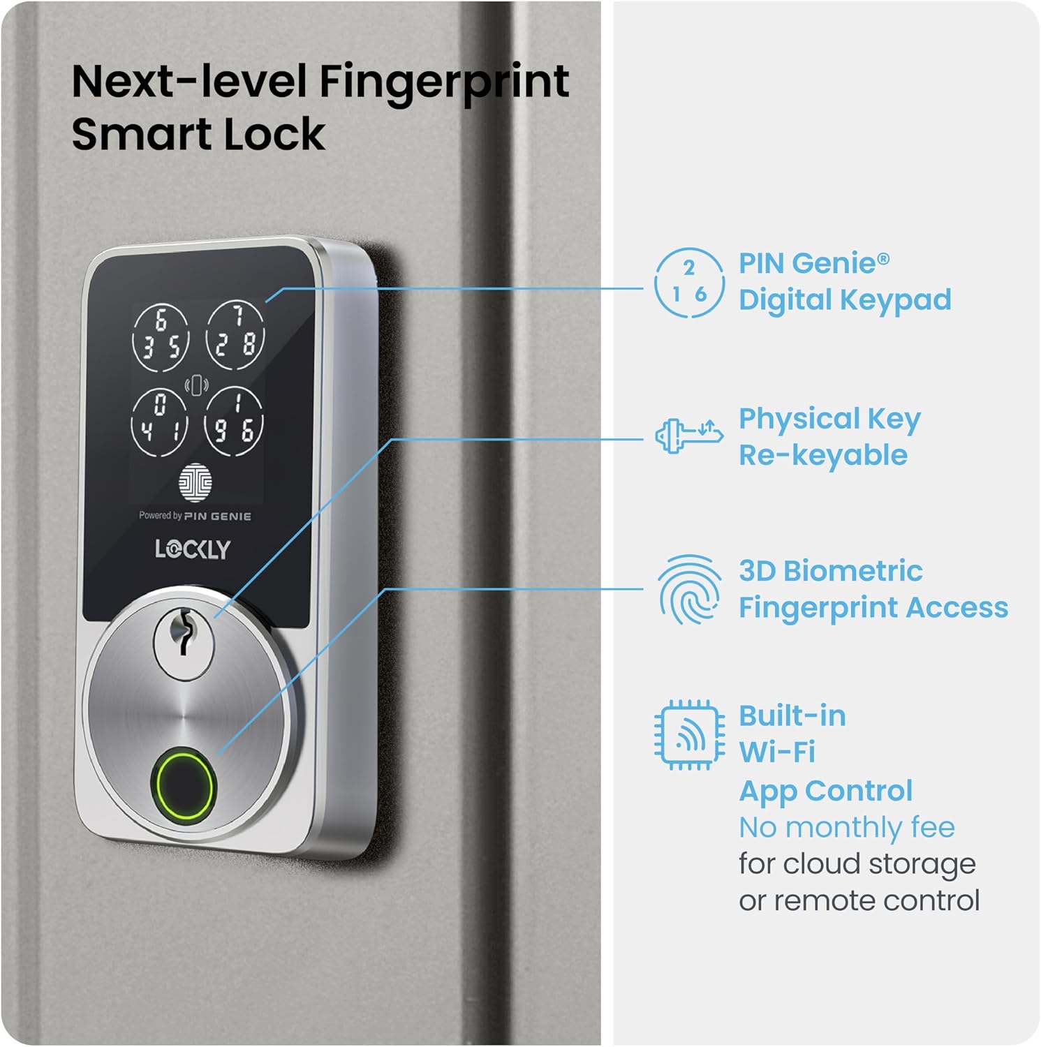 Lockly Secure Pro Zeno Wi-Fi Deadbolt Smart Lock with Apple Home Key