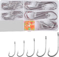 AGOOL Fishing Hooks Saltwater J Hooks Stainless Steel O'Shaughnessy Long Shank Forged Trolling Hook Extra Strong with Fishing Beads for Bass Striper Catfish Snapper