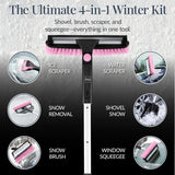 Best Choice Products - 4 in 1 Snow Brush with Shovel, Ice Scraper & Squeegee w/Storage Bag - Pink