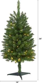 3ft. Slim Green Mountain Pine Artificial Christmas Tree with 50 Clear LED Lights