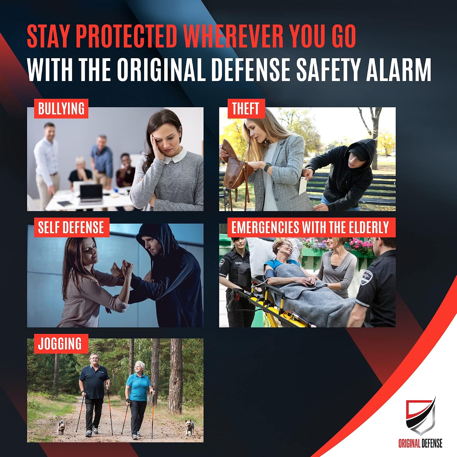 Original Defense® Siren Self-Defense Alarm - 130 dB Keychain Alarm with LED Strobe Light