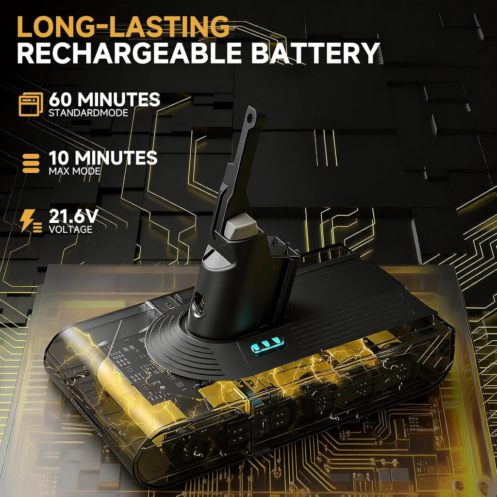 Cellpow Upgraded Battery Replacement Compatible with Dyson V8/SV10 (21.6V, 9000mAh)