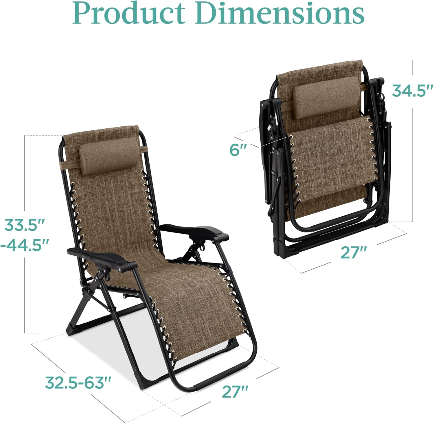 Best Choice Products Oversized Zero Gravity Chair-Taupe