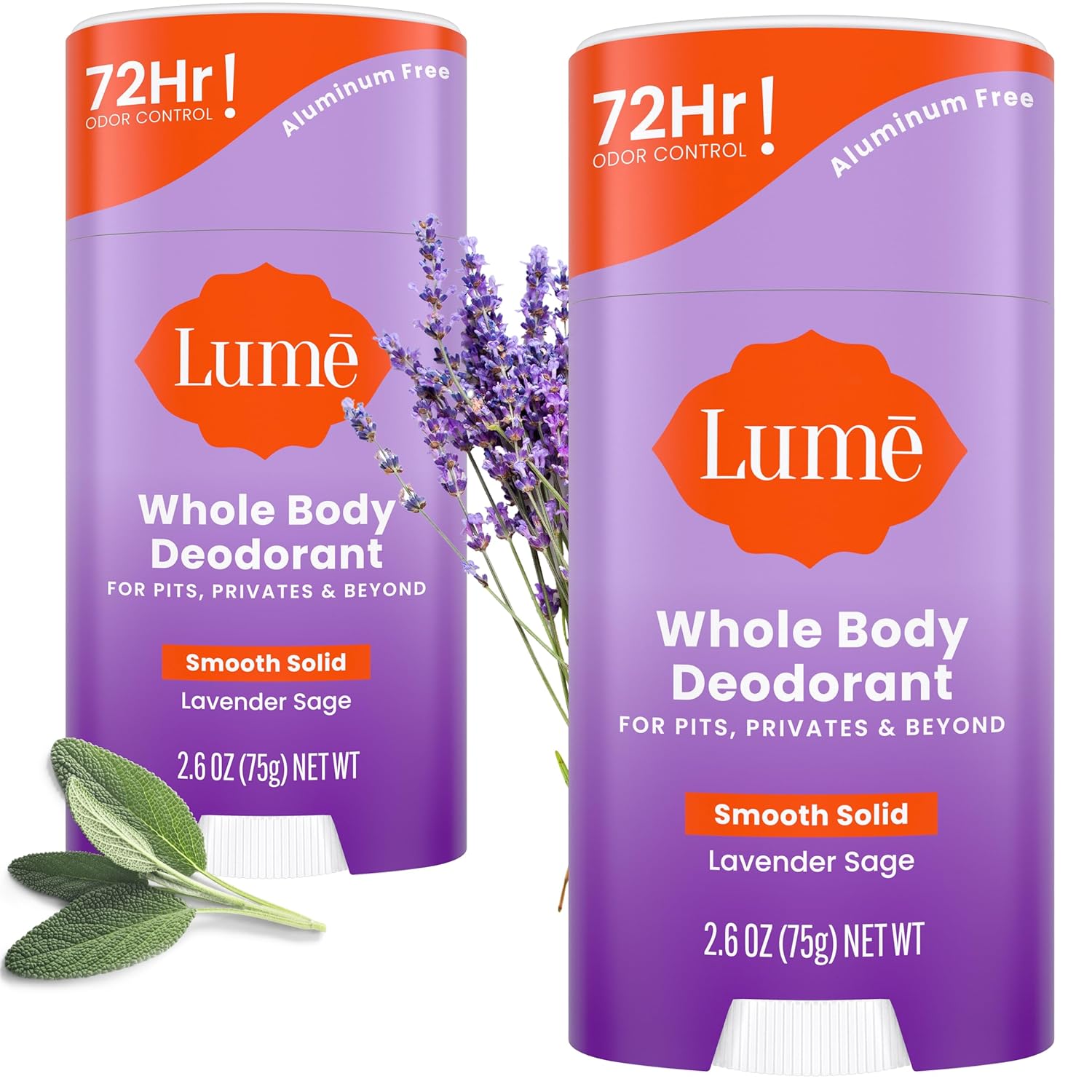 Lume Whole Body Deodorant - 2.6 Ounce x (Pack of 2) - Lavender Sage