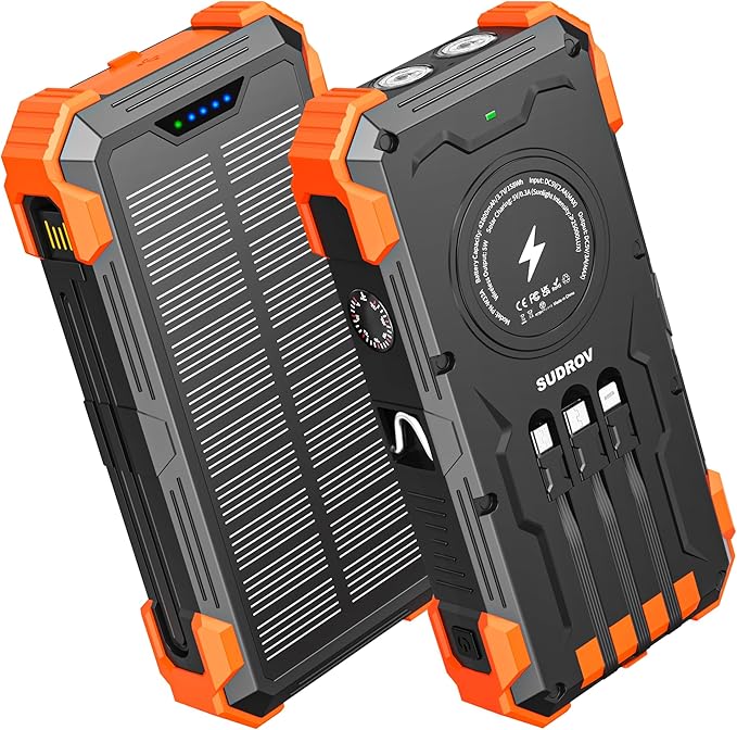 Hiluckey 27000mAh Solar Charger ( Black &Orange)