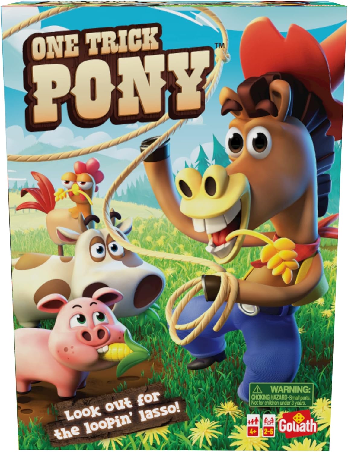 Goliath One Trick Pony Game - Round Up Animals Before Cowboy's Spinning Lasso Ropes You in - Ages 4 and Up, 2-5 Players