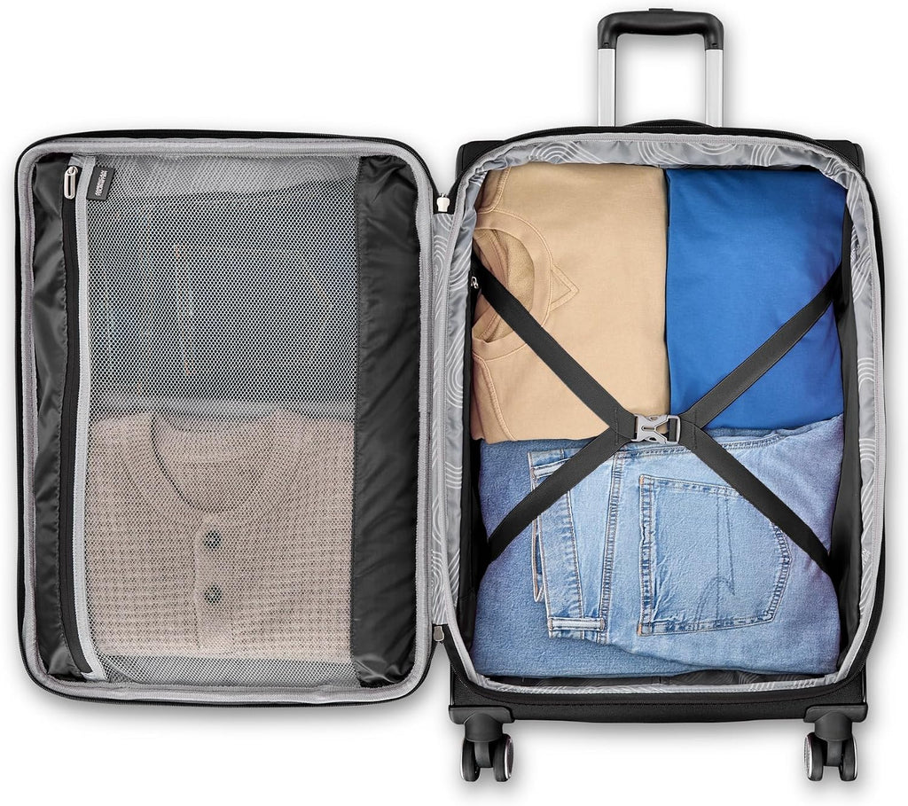 American Tourister 4 KIX 3.0 Carry-On Softside Expandable Luggage with 4 Spinner Wheels, Black
