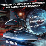 DEERC Fast Brushless RC Shark Boat for Adults, 30+MPH 3S High-Speed Remote-Control Boat, Self-righting 2.4Ghz Speed Boat (NEW,OPEN BOX)