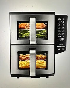 Gourmia - 11-QT Dual Basket Air Fryer with Smart Finish, Sync Cook, & 4-Layer Cooking
