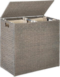 Best Choice Products - Large Water Hyacinth Double Laundry Hamper Basket w/ 2 Liner Bags - Grey