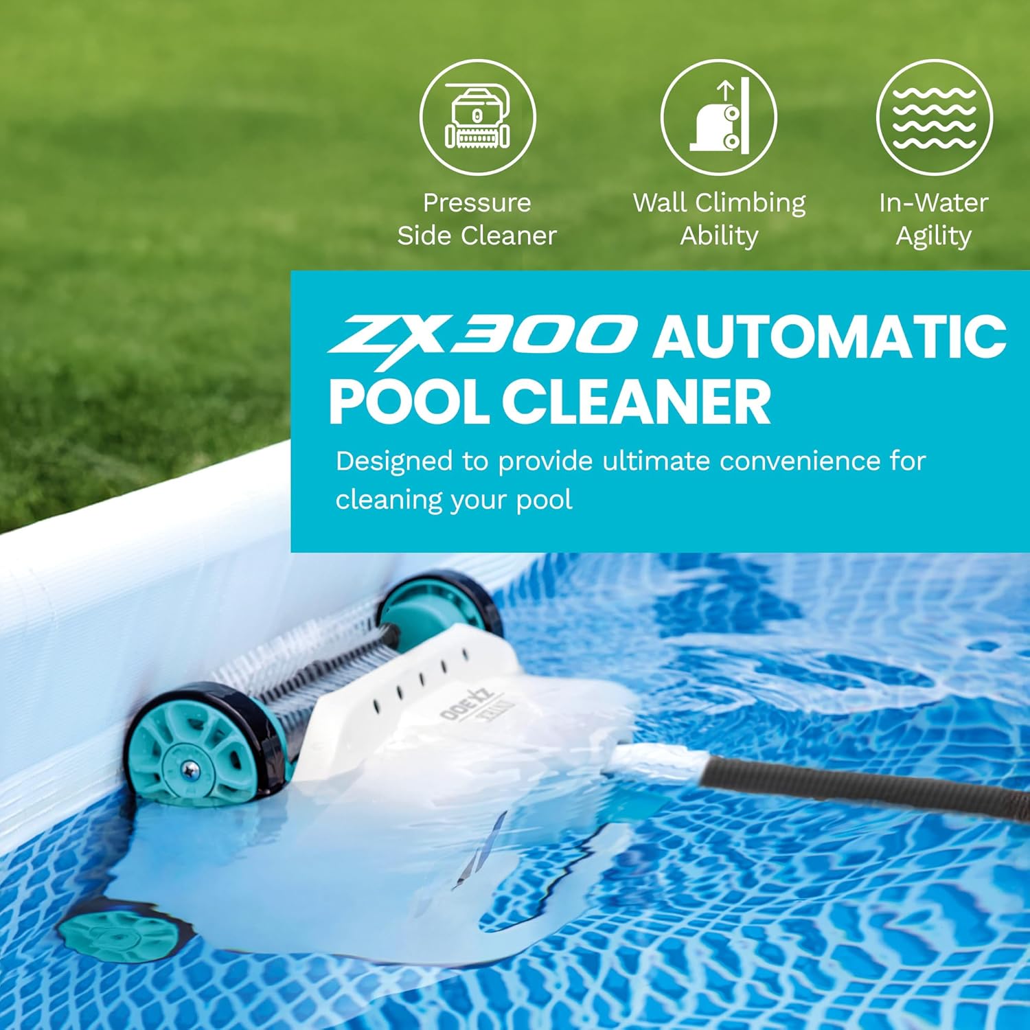 INTEX Deluxe Pressure-Side Above Ground Automatic Pool Cleaner Vacuum - for Bigger Pools – Cleans Pool Floors and Walls – Removes Debris – Removable Filter Tray – 21ft Tangle Free Hose