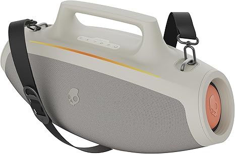 Skullcandy Barrel Bluetooth Boombox Speaker – Water-Resistant Wireless Portable Speaker, with LED Lightshow Mode, 12 Hour Battery, Multi-Link, & USB-C & USB-A Output Charging