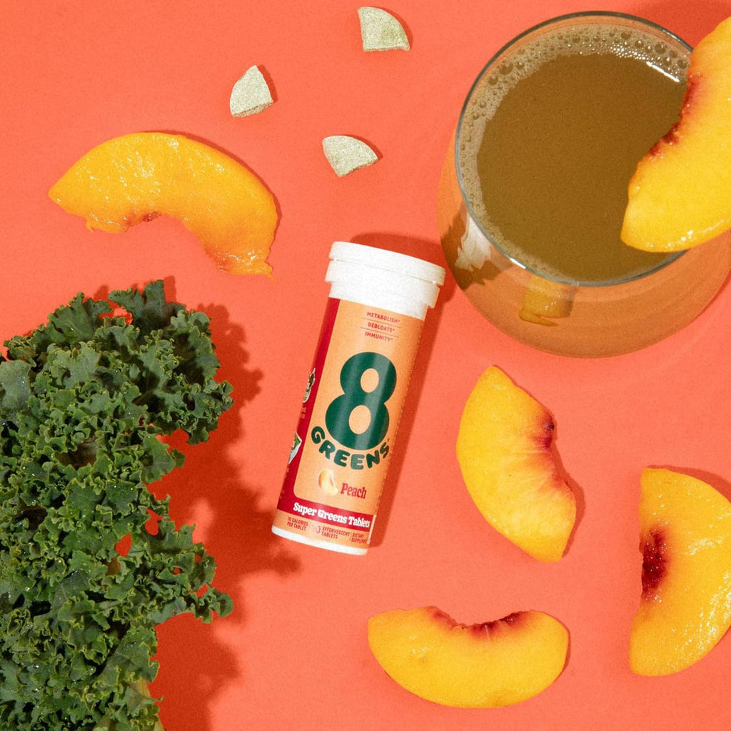 8Greens Daily Greens Effervescent Tablets -Peach - 30 Count