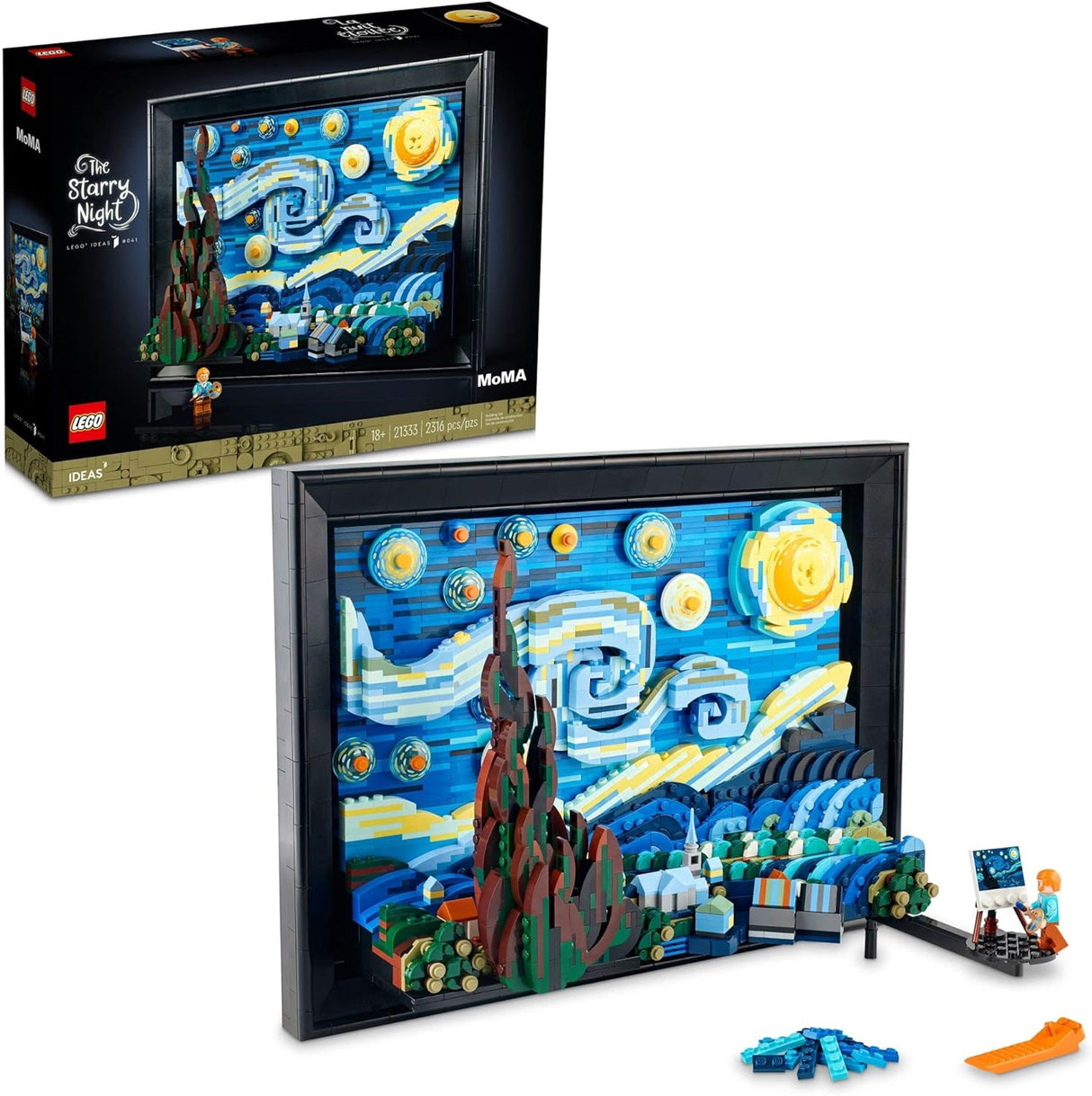 LEGO Ideas Vincent Van Gogh The Starry Night - 3D Puzzle Building Set for Adults, Ages 18+ - Beautifully Detailed Home Wall Art Decor - Unique Gift Idea for Art Fans - 21333