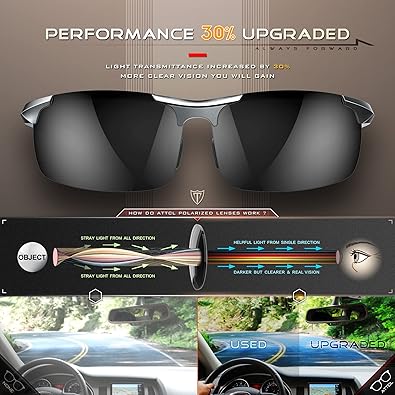 ATTCL Men's Fashion Driving Polarized Sunglasses for Men - Al-Mg metal Ultralight Frame (NEW,OPEN BOX)