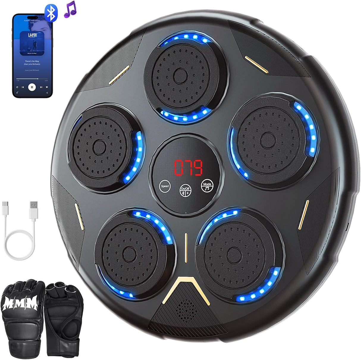 Music Boxing Machine with Boxing Gloves, Smart Bluetooth Boxing Equipment Wall Mount Electronic Boxing Machine $89.99