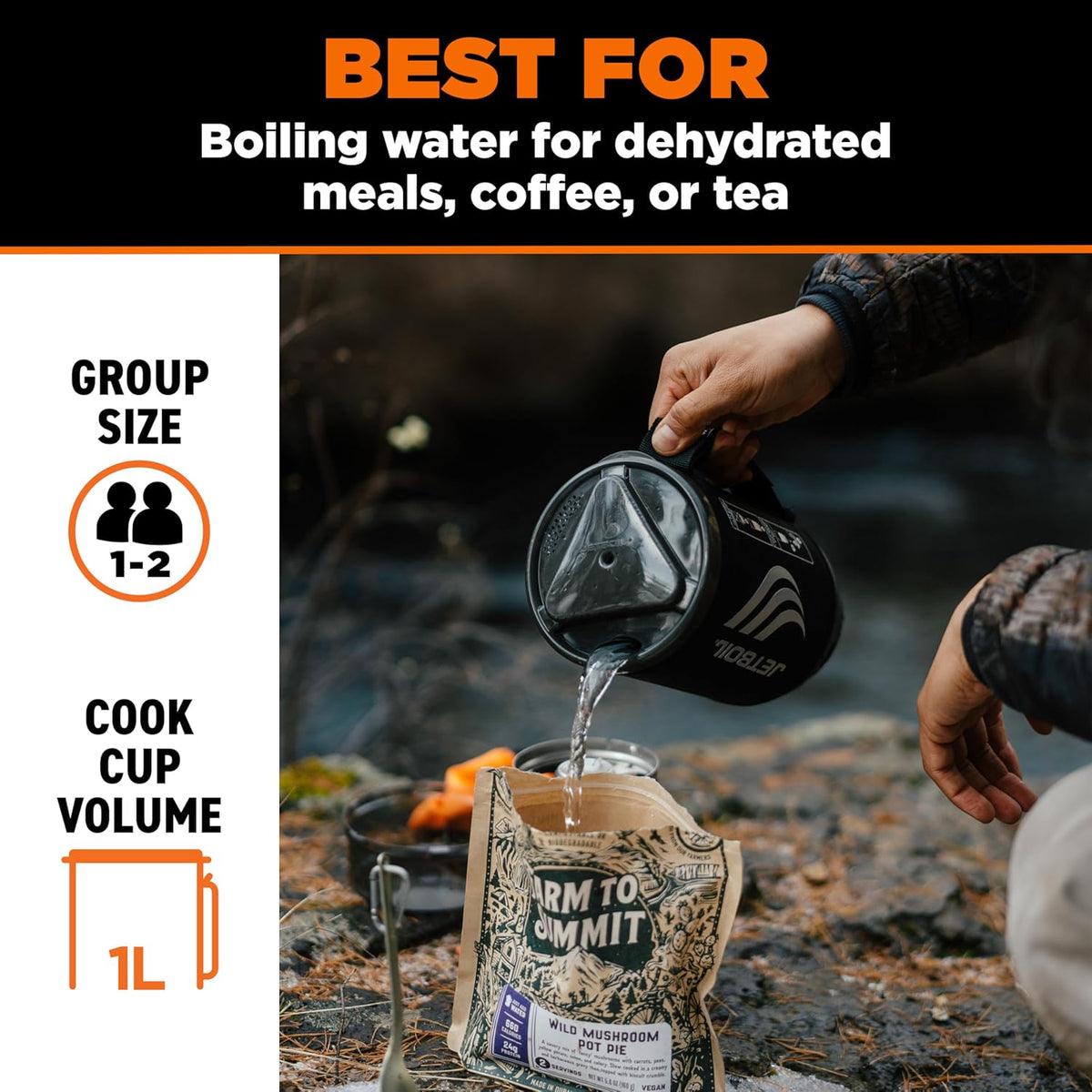 Jetboil Flash 1.0L Fast Boil Stove for Camping and Backpacking, Carbon