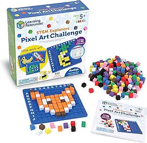 Learning Resources STEM Explorers Pixel Art Challenge, 402 Pieces, Ages 5+, STEM Toys For Kids, Coding Basics For Kids, STEM Activities For Classroom, Medium (New, Open Box) *Damaged Box*