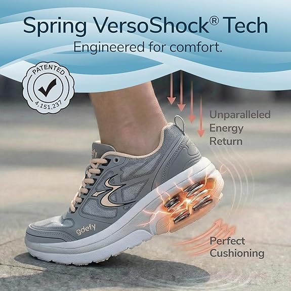 g-defy ION Walking Shoes for Women | Comfortable Orthopedic Shoes for Standing All Day | Slip Resistant for Work | Patented VersoShock Technology Size: 8