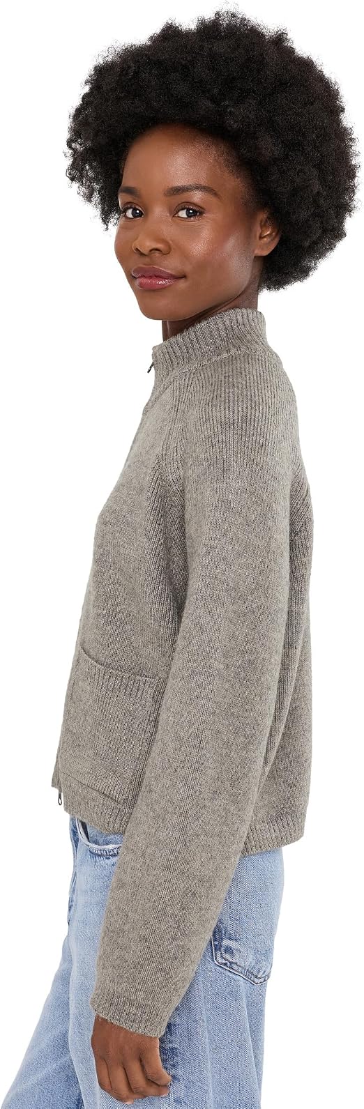 Free People Womens We The Free On It Zip-Up Cardigan Cool Grey (Size: Medium)