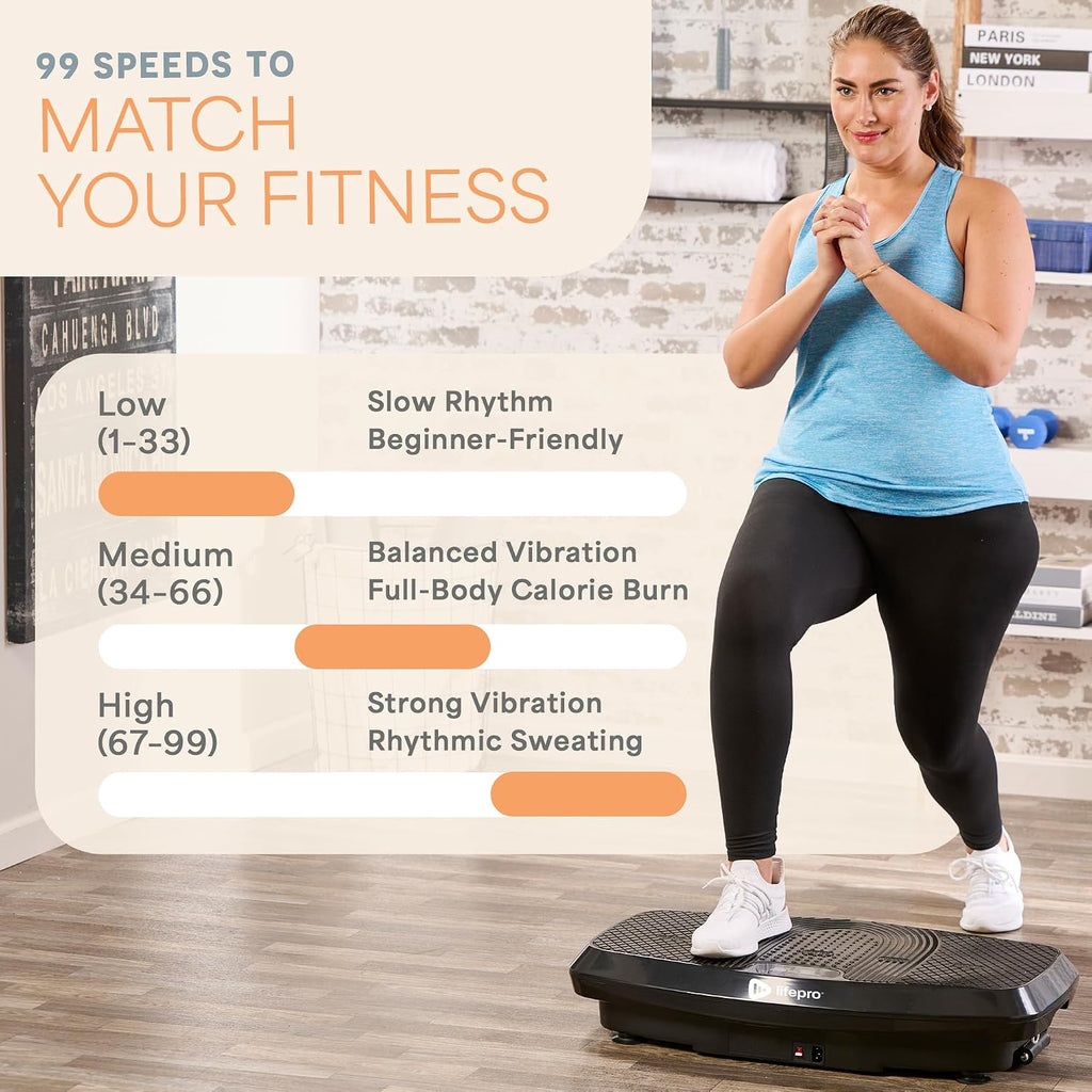 Lifepro Turbo & Hovert 3D Vibration Plate Exercise Machine, Black