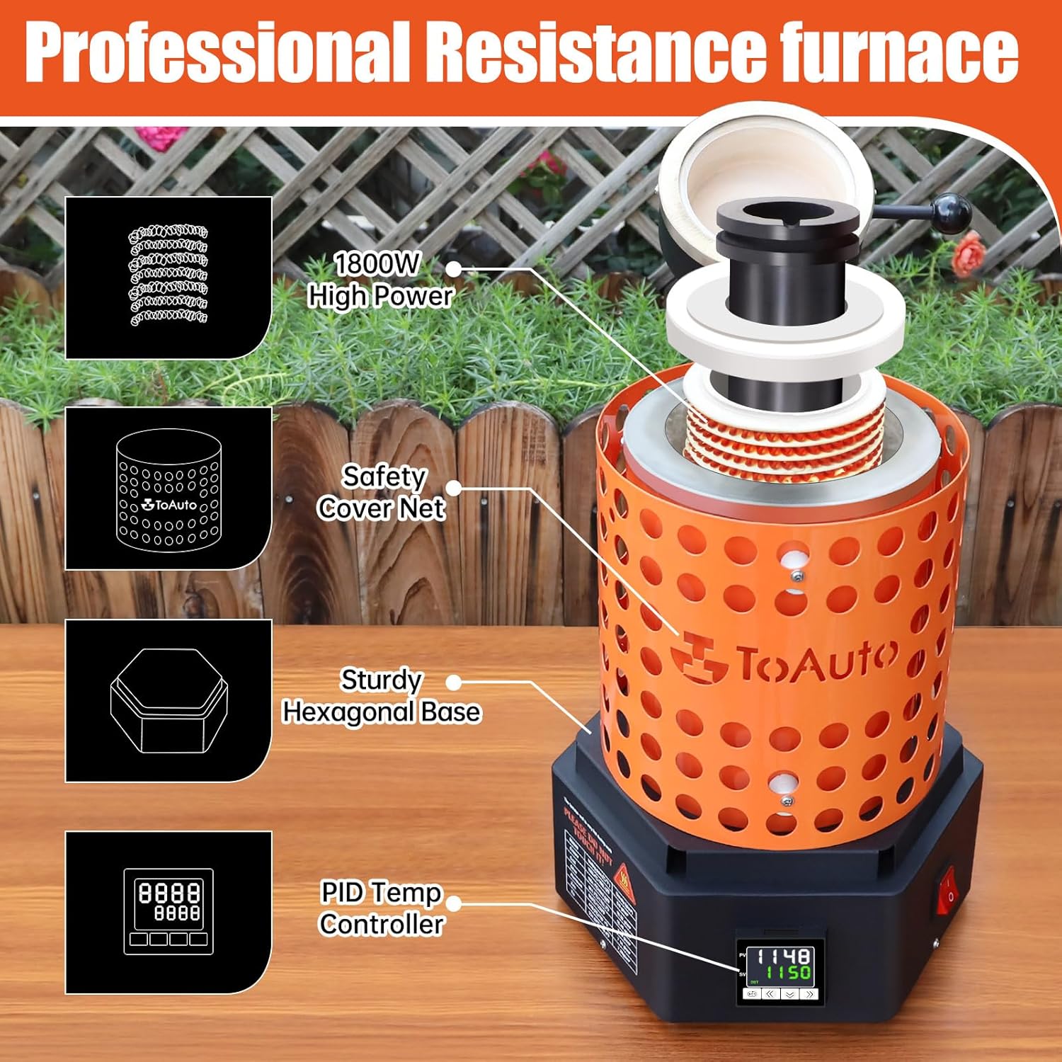 TOAUTO Gold Melting Furnace - 1800W - Model: TRF3000-V1