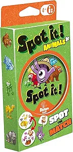 Spot It! Animals Junior Card Game (Eco-Blister)| Matching Game | Fun Kids Game for Family Game Night | Travel Game for Kids | Ages 4+ | 2-5 Players | Avg. Playtime 10 Mins | Made by Zygomatic(New Open Box)