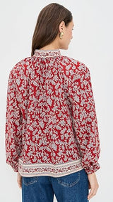 Madewell Women's Shirred Popover Top in Paisley Print - Ground Madder - Size: XL