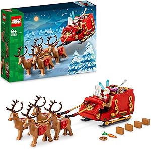 LEGO Santa's Sleigh - Building Toys for Kids, Boys & Girls, Ages 9+ - Indoor Christmas Decorations for Home W/Santa Claus Figurine & Reindeer - Gifts for Boys & Girls - 40499(New Open Box)