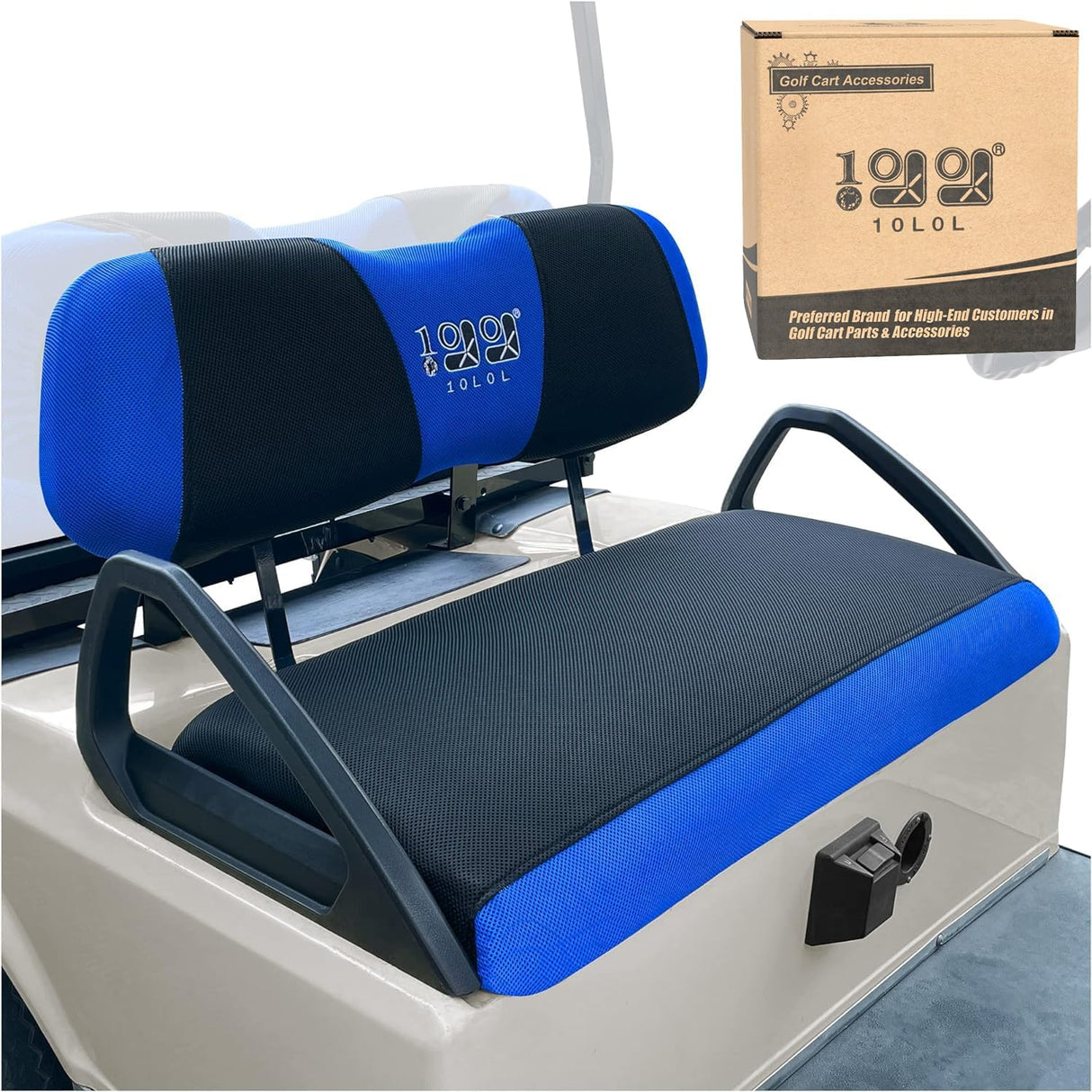 10L0L Golf Cart Seat Covers for EZGO TXT RXV & Club Car DS 2000-up, Breathable Air Mesh Fabric Washable - Blue (New Open Box)