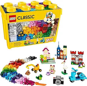 LEGO Classic Medium Creative Brick Box 10696 Building Toy Set - Featuring Storage, Includes Train, Car, and a Tiger Figure, and Playset for Kids, Boys, and Girls Ages 4-99(New Open Box)