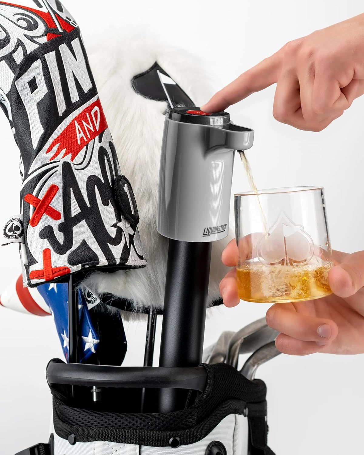 Pins & Aces Golf LiquorStick - Stainless Steel, Rechargeable Electric Drink Dispenser - Holds Up to 750ml