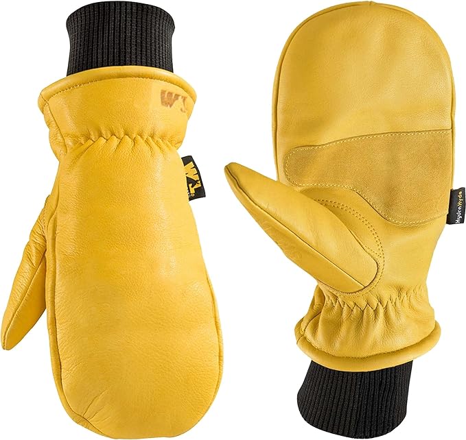 Wells Lamont Men's HydraHyde Leather Winter Work Mittens | Water-Resistant | Saddletan | Large (1217L)