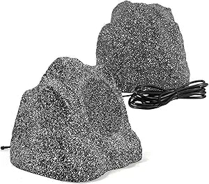 STUDIOFINIX 8" Outdoor Rock Bluetooth Speakers Waterproof Powerful 600 Watt Deep Bass All Weather (1 Pair, Gray)(New Open Box)