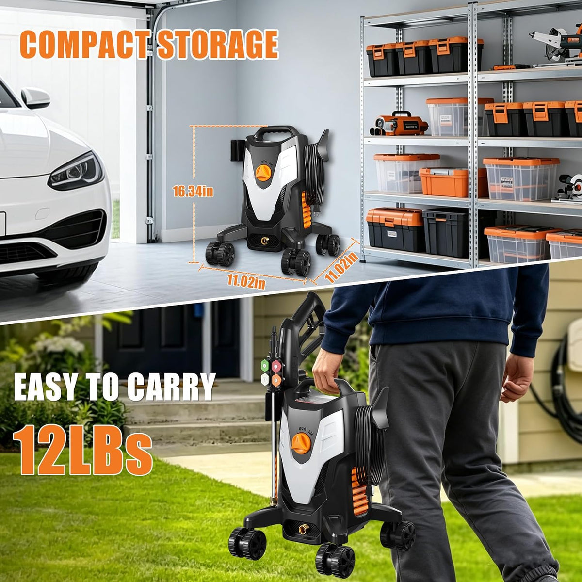 Electric Pressure Washer 4500PSI 2.8 GPM with Anti-Tipping Technology