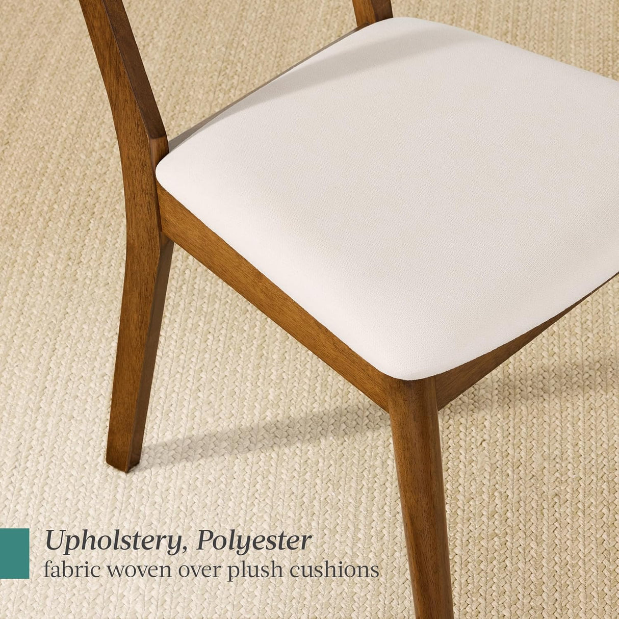 Best Choice Products - 2-Piece Mid-Century Modern Wood & Upholstered Dining Chair Set - Walnut/Cream