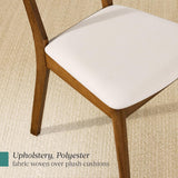 Best Choice Products - 2-Piece Mid-Century Modern Wood & Upholstered Dining Chair Set - Walnut/Cream