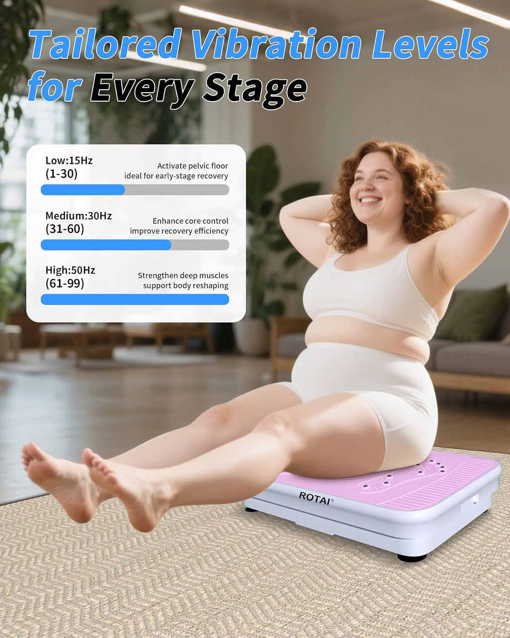 ROTAI Vibration Plate Exercise Machine, 400 lb Capacity-Pink