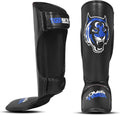 Tiger Pro Youth Sparring Shin guards with instep for Muay Thai and MMA - Blue