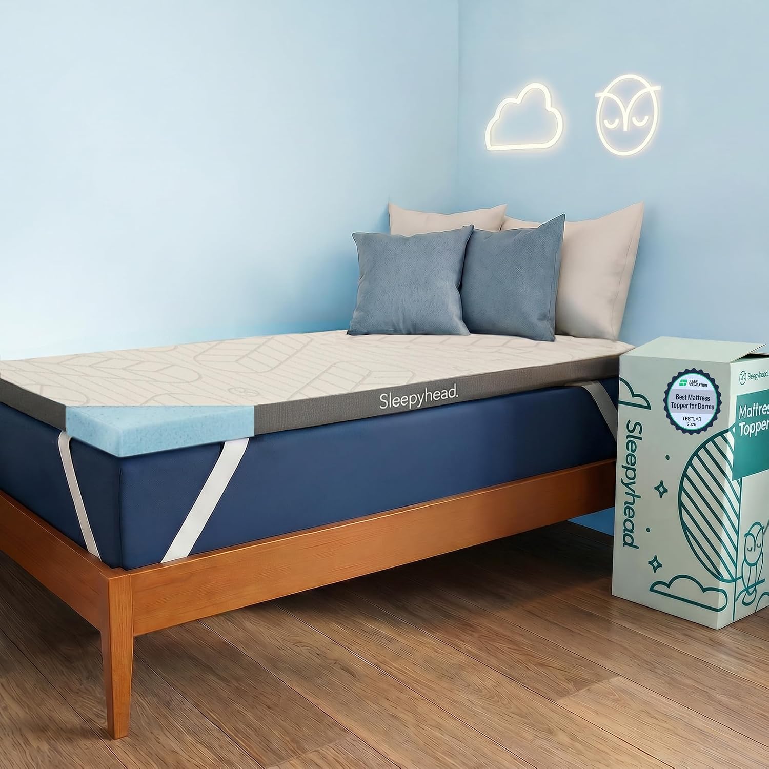 Sleepyhead Twin XL Mattress Topper 2 Inch for College Dorm, Cooling Gel Memory Foam, Pressure Relief, Removable Washable Cover, CertiPUR-US Certified (XL Twin 2")