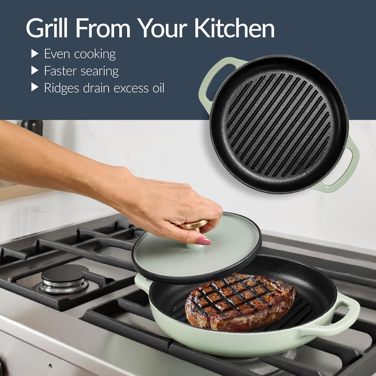 Non-Stick Pot & Pan Cookware Set, Cast Iron Skillet, Pan, Press, Dutch Oven